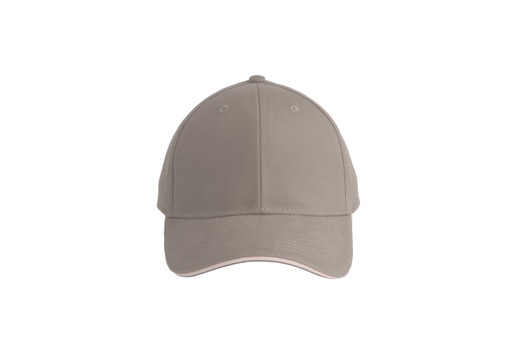 Czapka bawełniana 6-panelowa z zakrzywionym daszkiem - Grey & White