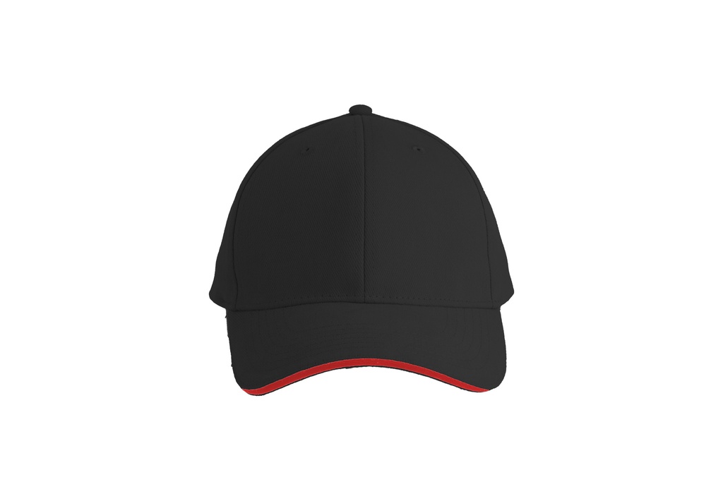 Czapka bawełniana 6-panelowa z zakrzywionym daszkiem - Black & Red
