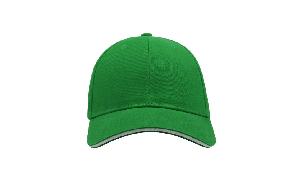 Czapka bawełniana 6-panelowa z zakrzywionym daszkiem - Green & White