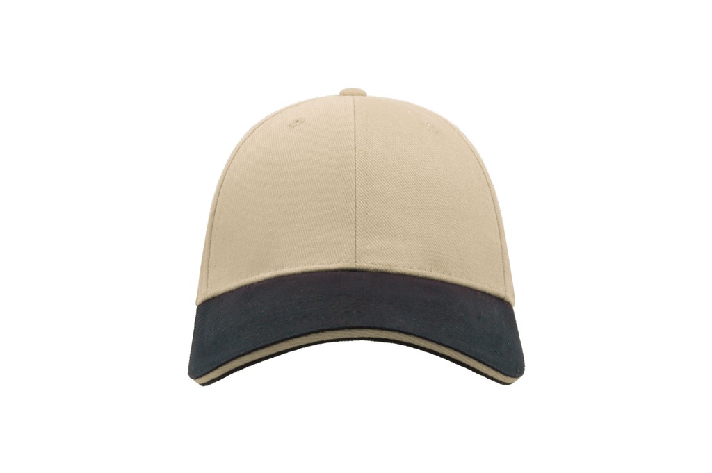 Czapka bawełniana 6-panelowa z zakrzywionym daszkiem - Natural & Navy