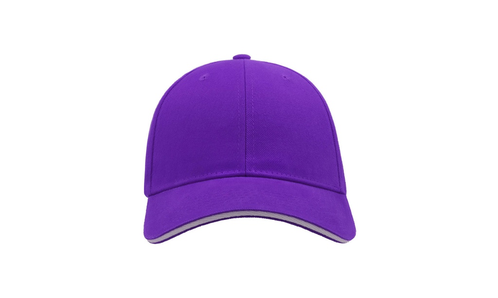 Czapka bawełniana 6-panelowa z zakrzywionym daszkiem - Purple & White