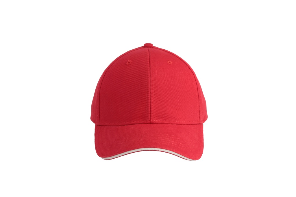Czapka bawełniana 6-panelowa z zakrzywionym daszkiem - Red & White