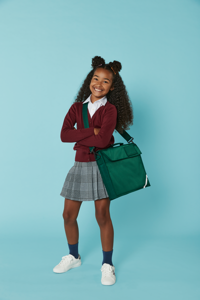 Torba szkolna na ramię z odblaskiem - Burgundy