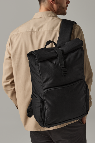 Plecak miejski ze zwijaną klapą i USB 22L - Granite Marl