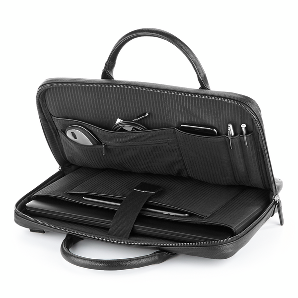 Torba na laptopa Slim 15,6” ze skóry syntetycznej - Black