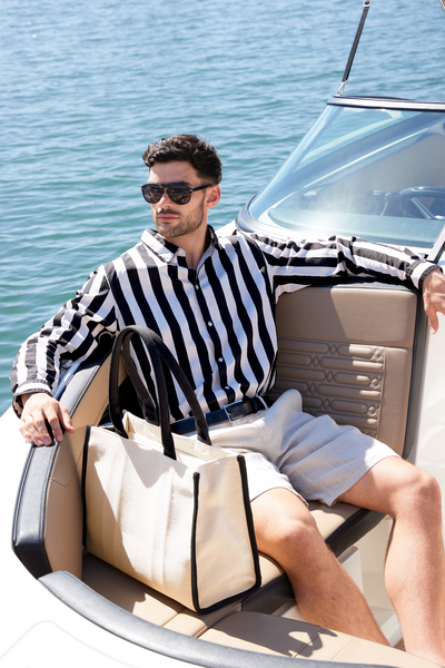 Duża torba twillowa 20L z kieszenią - Natural