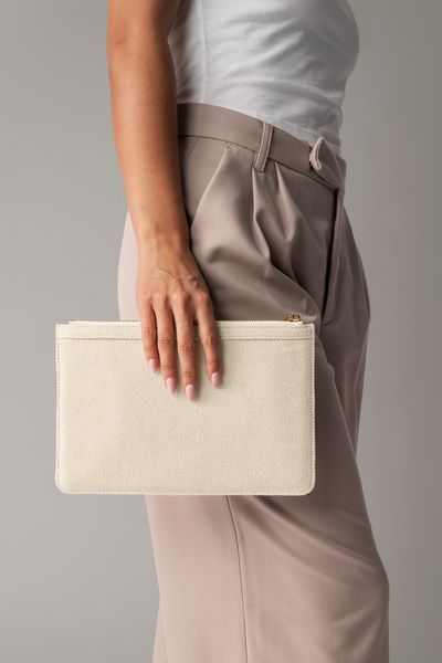 Kosmetyczka z tłoczonego twillu - Natural