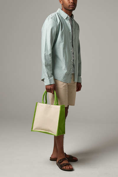 Torba midi z juty i bawełny - Apple Green