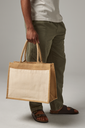 Torba jutowa z bawełnianą kieszenią - Natural