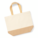 Duża torba płócienna z jutowym spodem - Natural