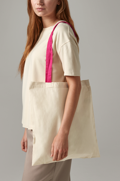 Torba bawełniana z kontrastowymi uchwytami - Natural & Classic Red