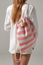 Worek bawełniany w paski 12L - Natural & Pink