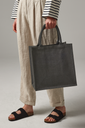 Torba jutowa midi z bawełnianymi uchwytami - Natural & Black