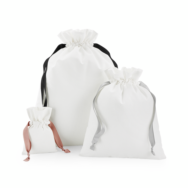 Bawełniany worek prezentowy ze wstążką - Soft White & Black