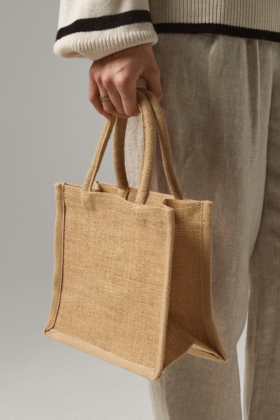 Mini torba prezentowa z krochmalonej juty - Natural