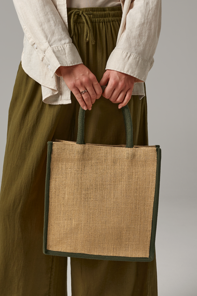 Torba midi z krochmalonej juty - Natural