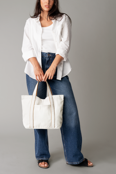 Torba Średnia z Recyklingu - Soft White & Caramel