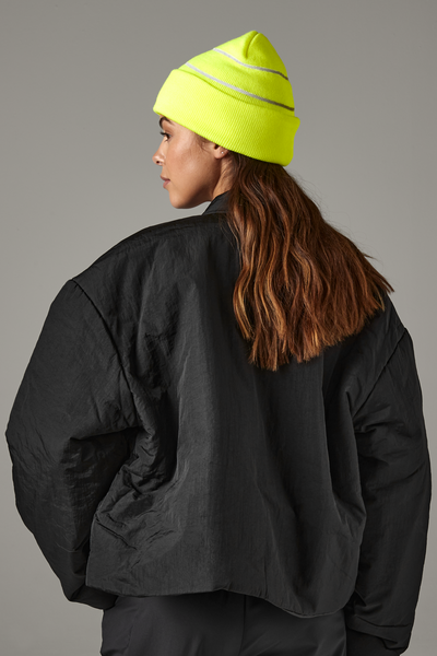 Czapka akrylowa z odblaskowymi paskami - Fluorescent Yellow