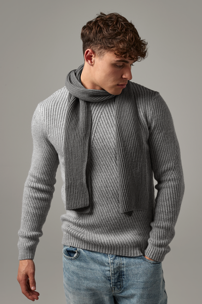 Dzianinowy szalik w prążki - French Navy