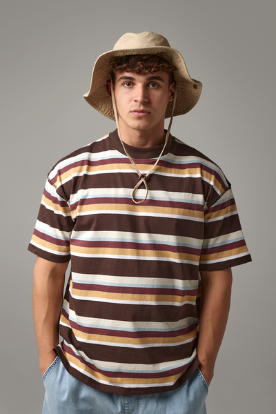 Kapelusz Outback Bawełniany z Troczkiem UV50+ - Pebble