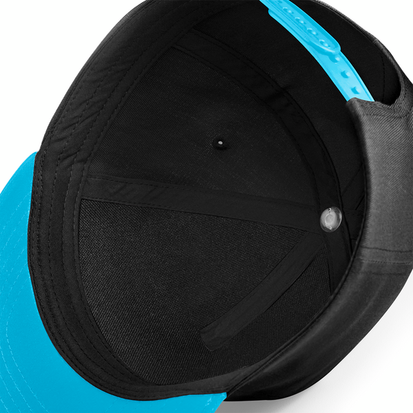 Czapka dziecięca snapback z płaskim daszkiem - Black & Surf Blue