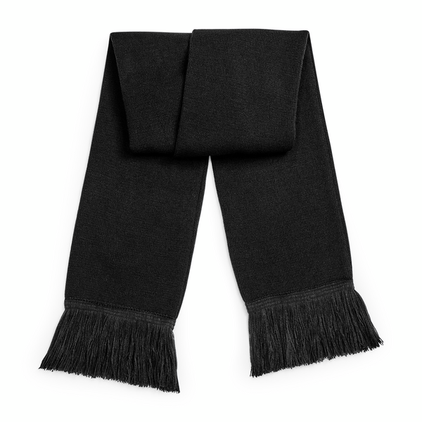 Klasyczny Dwuwarstwowy Szalik z Frędzlami - Black