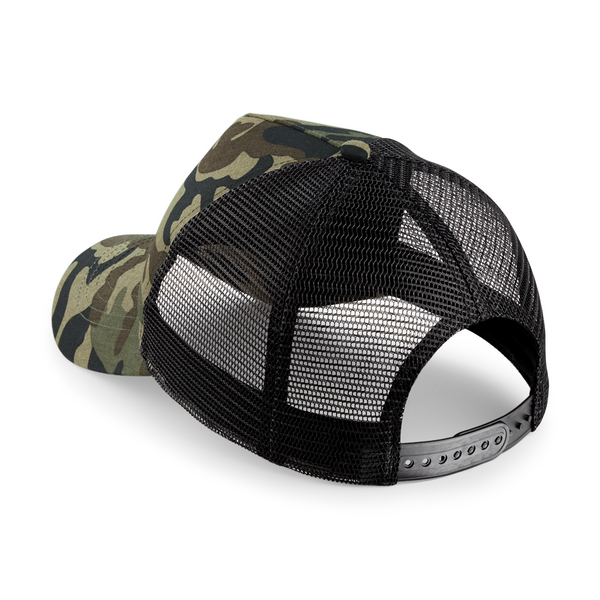 Czapka truckerka moro z zapięciem snapback - Jungle Camo & Black