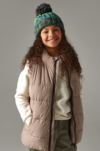 Czapka dziecięca z pomponem, dzianinowa - Lavender Fizz