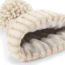 Czapka z warkoczowym splotem i pomponem - Oatmeal