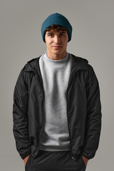 Czapka polarowa z recyklingu z wywinięciem - Black