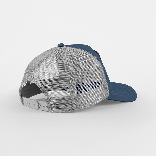 Czapka truckerka 5-panelowa z łatką i snapback - Slate Blue & Light Grey