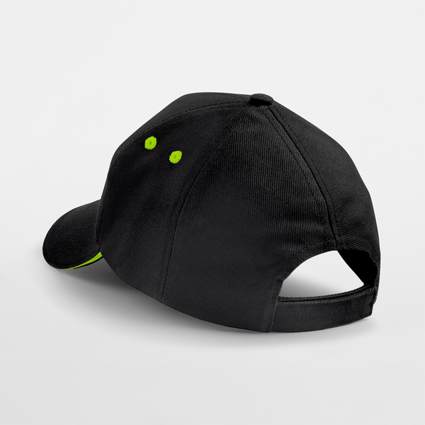 Czapka 5-panelowa z daszkiem sandwich - Black & Lime Green