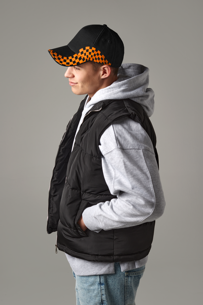 Czapka bawełniana Grand Prix z haftem - Black & Orange