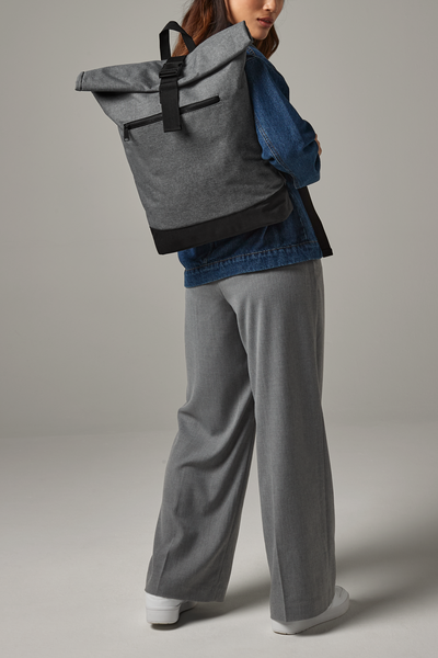 Plecak Roll-Top 20L z Kieszenią na Laptopa - Grey Marl & Black