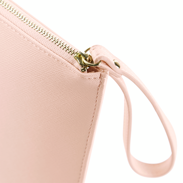 Elegancka saszetka PU z paskiem - Soft Pink