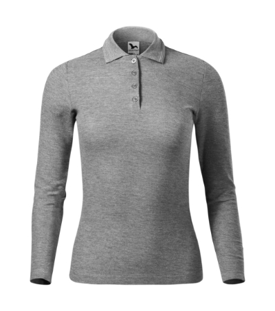 Koszulka polo damska - ciemnoszary melanż - a