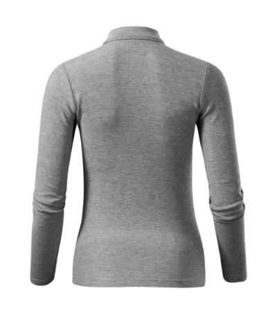 Koszulka polo damska - ciemnoszary melanż - b