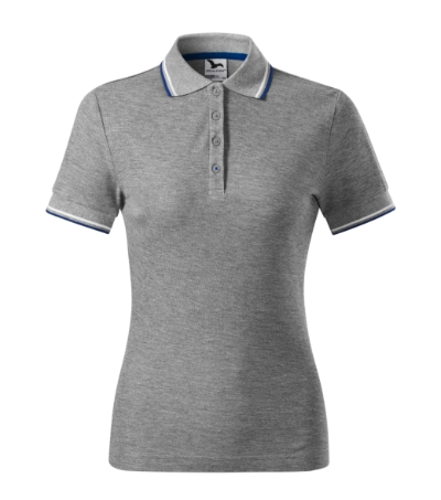 Koszulka polo damska - ciemnoszary melanż - a