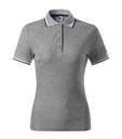 Koszulka polo damska - ciemnoszary melanż - a