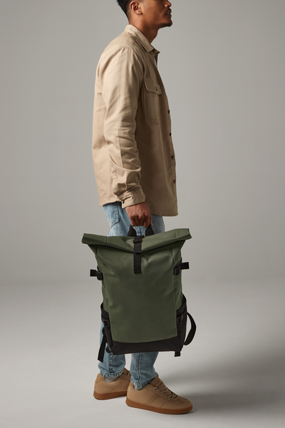 Plecak roll-top 22L z przegrodą na laptopa - Olive Green & Black