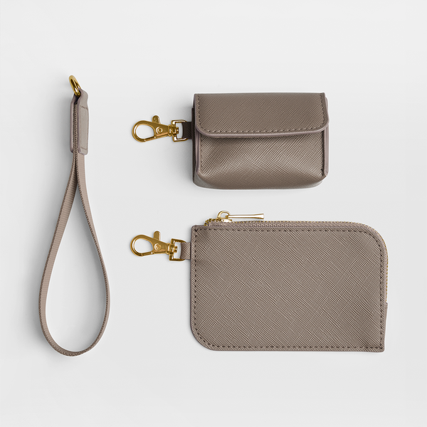 Etui na słuchawki i karty z paskiem na nadgarstek - Taupe