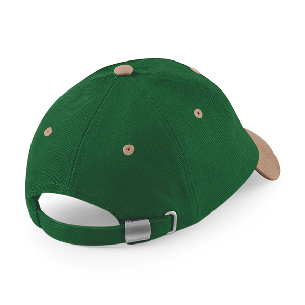 Czapka bawełniana 6-panelowa z regulacją - Forest Green & Taupe