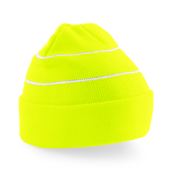 Czapka akrylowa z odblaskowymi paskami - Fluorescent Yellow