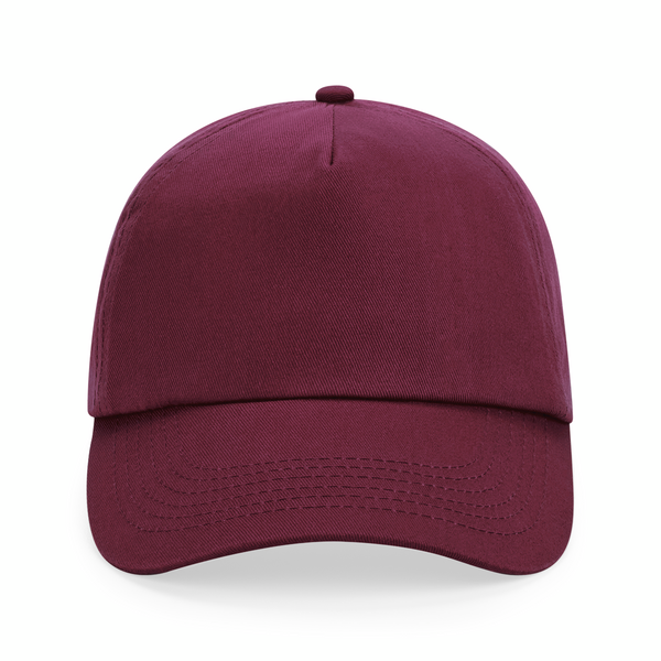 Czapka 5‑panelowa bawełniana z regulacją - Burgundy
