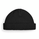 Czapka beanie prążkowana z wywijanym brzegiem - Black