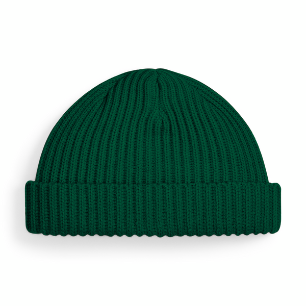 Czapka beanie prążkowana z wywijanym brzegiem - Bottle Green