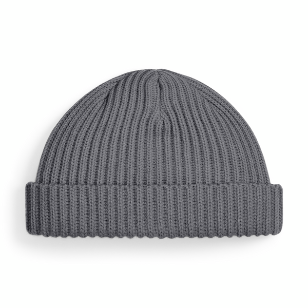 Czapka beanie prążkowana z wywijanym brzegiem - Smoke Grey