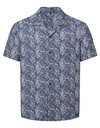 Koszula Meska Luzny Kroj Bawelna Wiskoza WB500 - White-Navy-Leaf