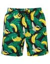 Spodnie kapielowe krotkie poliester wzorzyste WB900 - Black-Yellow