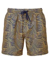 Spodnie kapielowe krotkie poliester wzorzyste WB900 - Navy-Mustard